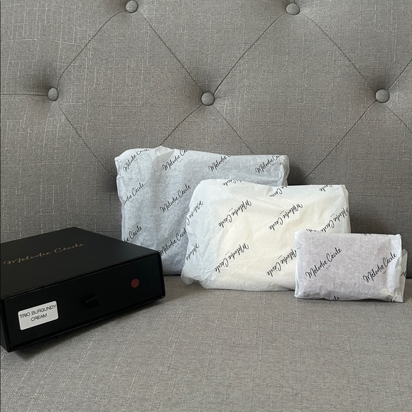 NIB DRESS UP YOUR PURSE DUYP ENVELOPE TRIO CLUTCH SET -BURGUNDY CREAM CAMEL $169 - Picture 6 of 8